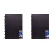 2x Jasart A3 Wire Bound Visual Diary 60-Sheets Writing Stationery Black/White