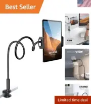 Gooseneck Tablet Mount Holder for Bed - Flexible Tablet Arm Clamp for Bed Com...