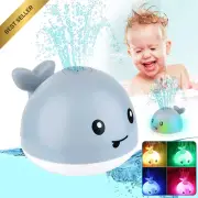 LED Light Up Baby Whale Bath Toy Automatic Water Spray Sprinkler Tub Pool Gray