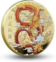Soaring Chinese Dragon Gold Lucky Coin - Lottery Ticket Scratcher Tool - Good Luck Chinese Challenge Coin