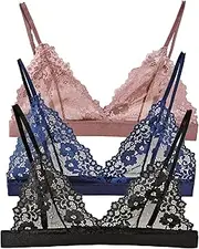 [Cotorance] Womens Bra No Underwire Lace Unlined Demi Triangle Bralettes
