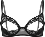 [TiaoBug] Women's Lingerie Wire Free Unlined Bra Top Floral Lace Triangle Bralette Brassiere