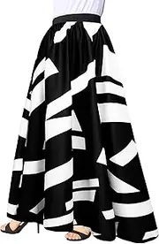 [Afibi] Women Chiffon Mopping Floor Length Big Hem Solid Beach High-Waist Maxi Skirt