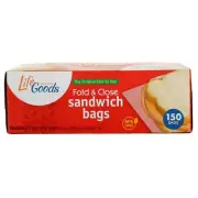 5 Pack Life Goods Happy Home Fold & Close Sandwich Bags, 150 Ct