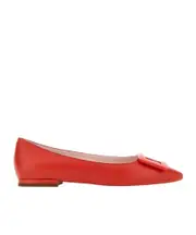 Roger Vivier Gommettine Pointed-Toe Flat Shoes 36,37.5,37,38.5,39.5,39,40.5 SUNSET RED