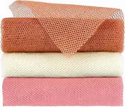 3 Pcs African Net Sponge Authentic，Body Scrubber, Body Exfoliator, Body Scrubber Net for Back Skin Smoother (Pink, White, Brown)