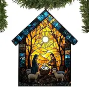 Nativity Scene Suncatchers | Sturdy Stained Glass Window Suncatchers | Portable Garden Suncatchers Holiday Decorations for Family Friends Colleagues