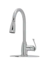 Tucker Chrome Single Handle Pull-down Kitchen Faucet with Deck Plate, Kitchen &