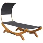 Outdoor Canopy Lounger Bed Garden Patio Pool Beach Daybed Chair Bent Wood Timber