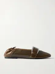 [GANNI] GANNI - Buckled Oleatex® Ballet Flats - Dark green - IT40 IT 40 Green