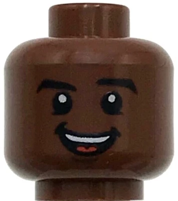 Lego New Reddish Brown Minifigure Head Dual Sided Black Eyebrows White Pupils