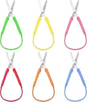 WY LIGHTING LEVEL 6 PCS Mini Loop Scissors, Ambidextrous, Stainless Steel, Blue, Pink, Orange, Yellow, Green, Red
