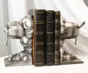 Pilot Airplane Propellers Bursting Out of Clouds Bookends Pair Set Statue 6" H