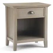 Simpli Home Acadian Solid Wood 24 in. Wide Transitional 1-Drawer Bedside Table