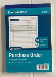 Adams Purchase Order Book, 2-Part Carbonless, 8.38" x 10.69"