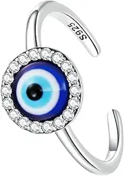 [FOMIYES] Evil Eye Adjustable Open Band Ring Stylish Evil Eye Jewelry Present for Women and Chic Design for Everyday Wear Durable with Zirconia Accents