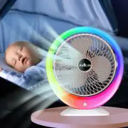 USB Charging Colorful LED Desk Fan With Gradient Ambient Light 3-Speed Win 3