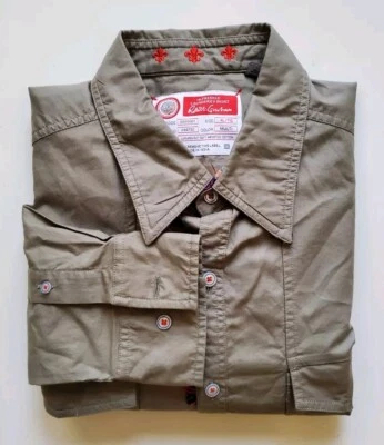 NWT Robert Graham Fort Royal Forest Green Khaki Men's Cotton Shirt. Sz XL. India