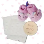Baby Shower Gift Set Newborn Peter Alexander Unicorn Booties Blanket Girl