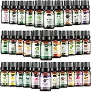 Essential Oils Set, Aromatherapy Essential Oil Kit for Diffuser, Humidifier, Massage, Skin Care (32 x 5ml) - Eucalyptus, Lavender, Tea Tree, Peppermint, Lemongrass, Frankincense, Cinnamon, Sandalwood