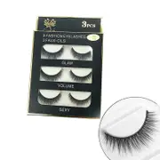Ozoffer Eyelashes 3 Pairs Mink Natural Long Thick Makeup Cross False Eye Lashes