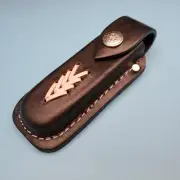 Black Lace Front Leather Folding Knife Belt Sheath Style to 4 1/4” Closed Snap