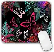 Mouse Pad, Gaming Mouse Pad, Non-Slip Rubber Base Mouse Mat with Designs for Laptop, Computer & Office, 9.5 x 7.9 x 0.12 inches (Pink Butterflies)