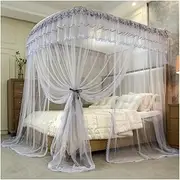 Summer Bed Mosquito Net, Single Bed Double Bed Metal Support King Size Bed Curtain, Romantic Bedroom Decoration (Colour: Pink-1, Size: 200X220CM) (Color : Gray-1, Size : 200X220CM)