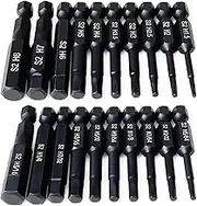 PTSLKHN Hex Head Allen Wrench Drill Bit Set (10pc Metric & 10pc SAE), 1/4" Diameter Quick Release Shank Magnetic Screwdriver Bit Set - Perfect for IKEA Type Furniture