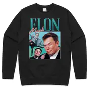 Elon Musk Homage Jumper Sweater Sweatshirt Funny Meme Icon Legend 90's 80's CrewneckHoodie