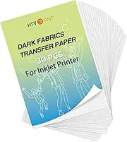 HTVRONT Heat Transfer Paper for Dark T Shirts -30 Pack 8.5x11" Iron on Transfer Paper for Inkjet Printer, Easy to Use Printable Heat Transfer Vinyl, Vibrant Color, Durable & Soft