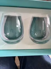 Tiffany Stemless Set Of Two Glasses New In Box