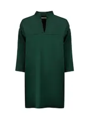 Green Satin V-Neck Mini Dress