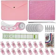 DJAPWPX 45 mm Rotary Fabric Cutter Set Cutting Mat Replacement Blades Fabric Clips Patchwork Ruler
