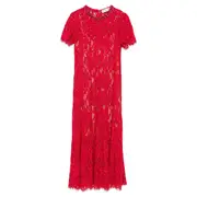 [Self-Portrait] Red Sequin Lace Midi Dress