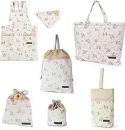 COLORFUL CANDY STYLE NT906600 Kindergarten Entrance 6-Piece Set, Lesson Bag, Quilting (Gusseted), Shoe Case, Drawstring Gymnastics Clothes Bag, Lunch Bag, Cup Bag, Small Items, Back Cloth Apron,