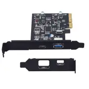 PCI Express to USB 3.1 Gen2 10Gbps Hub Type A and Type C 2-Port PCIe Card