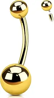 [OUFER Body Piercing] Titanium Belly Bars Internally Navel Piercing 14G Gold Belly Button Bars Navel Bar Jewellery Belly Button Rings