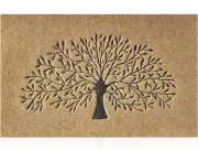 Brown Door Mats Outdoor Non Slip Front Door Mat Super Absorb Mud Easy to Clean Tree of Life Doormat for Entrance Indoor Large