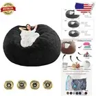 Washable Black Soft Velvet Giant Bean Bag Cover - Perfect for Adults & Teens
