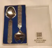 Norwegian Kongetinn Hardanger Pewter Serving Salad Set Viking Design ? NEW? box