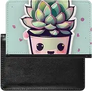 [NKJJSTES] Passport Cover Leather Passport Protector Grey Animals Travel Document Holder Cover Travel Essentials for Women Men, Smiling Succulents, One size