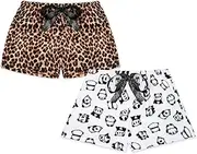 [René Rofé] 2-Pack Plush Cozy Pajama Sleep Shorts for Women - Super Soft PJ Shorts