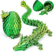3D Printed Dragon Egg,Dragon Eggs with Dragon Inside,Crystal Dragon Fidget Toys,Full Articulated Dragon Dragon in Egg,Adults Fidget Toys for Autism ADHD (Laser Yellow Green-12inch)