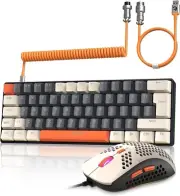 ZIYOU LANG T60 Wired Gaming Keyboard and Mouse Combo with Coiled Keyboard Cable