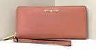 New Michael Kors Jet Set Large Travel Continental Wallet Leather Sherbert