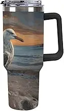 40 Oz Large Capacity Car Cup Seagull Tumbler with Handle (Black) Straw Lid Insulated Stainless Steel Water Bottle Travel Mug Leak-proof Car Cup Keeps Cold Or Hot