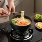 Hand Forging Frying Pan with Wooden Lid Chinese Wok Induction Cooker Gas