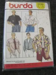 RARE BURDA MEN'S SHIRT 5139 Sewing Pattern Partially SEALED Vintage