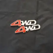 2x Small Silver Chrome Red 4WD Metal Badge Emblem Decal Sticker Turbo Fender Car (for: Fiat)